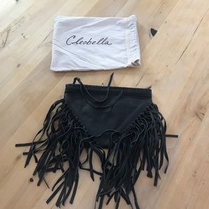 Cleobella Black Clutch  W/ Fringe